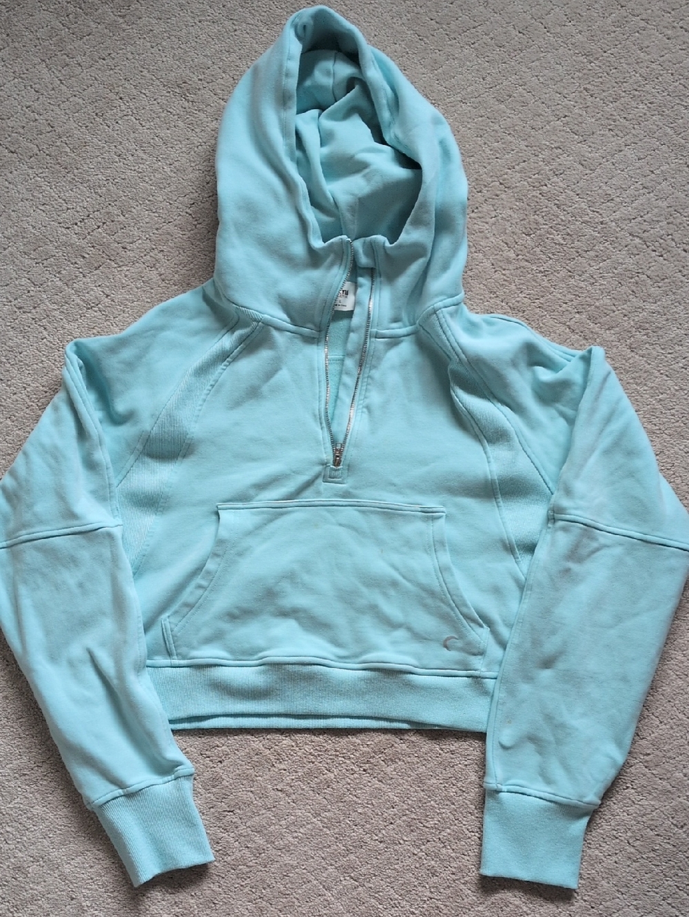 ZYIA Aqua Cropped Half-Zip Hoodie